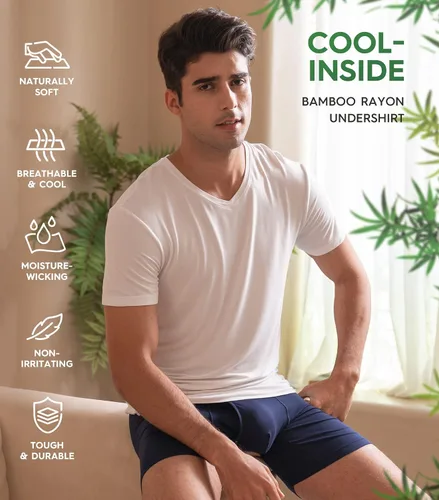 Vista 2 de DAVID ARCHY Camisetas suaves y cómodas de rayón de bambú para hombre, camisetas de manga corta, paquete de 3