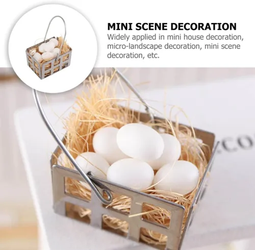 Vista 5 de Kisangel 1 Set Mini Cesta de Huevos Miniatura Casa de Muñecas Comida 1: 12 Escala Accesorios de Casa de Muñecas Accesorios de Jardín de Hadas Micro