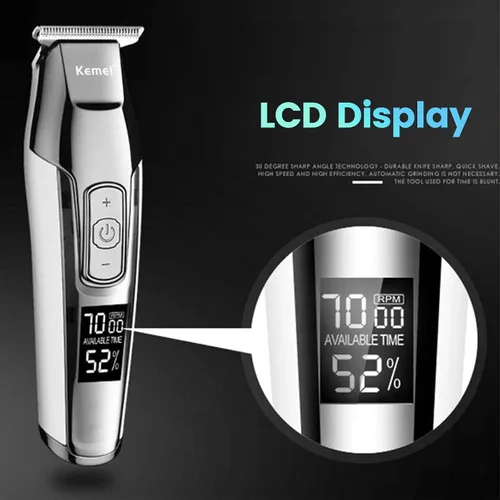 Vista 3 de KEMEI KM-5027 - Cortadora de pelo inalámbrica para hombres, recortadora de barba eléctrica profesional, kit de cortes de pelo de peluquería
