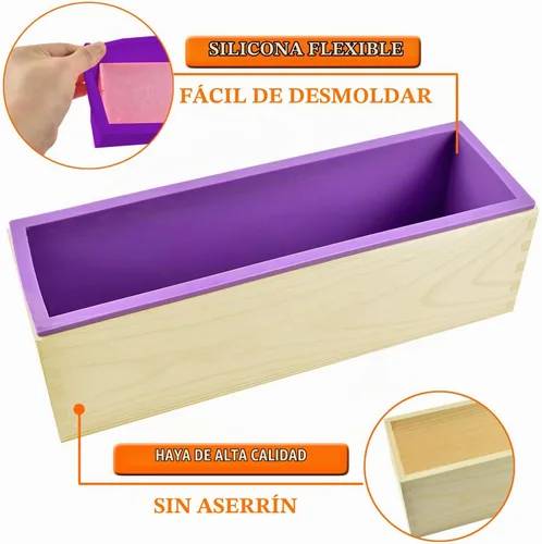 Vista 3 de Artcome Kit de moldes de corte para hacer jabón de pan, juego de moldes de jabón de madera ajustable multifunción - Juego de moldes rectangulares
