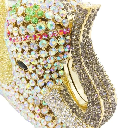 Vista 5 de Boutique De FGG Elefante de noche embragues bolsos de mano de metal cristal embrague Minaudiere boda carteras y bolsos nupciales
