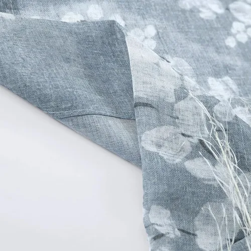 Vista 7 de FMFUNCTEX – Cortinas de lino transparentes para dormitorio, cortinas con estampado de flores azules y blancas de 63 pulgadas de largo para sala