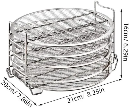 Vista 7 de PRETYZOOM Estante deshidratador de 5 capas de acero inoxidable, accesorios para freidora de aire compatibles con Ninja Grill de 6.5 y 8 cuartos