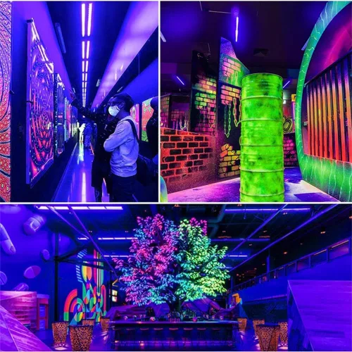 Vista 8 de Barra de luz negra, alimentada por USB de 1 pie, para decoración de Lámpara negra UV para tapiz fluorescente, pintura corporal, Halloween, Navidad