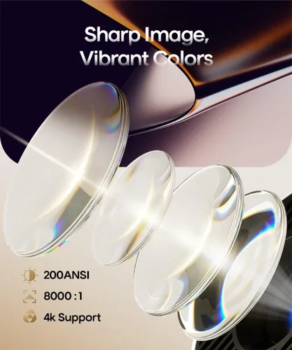 Vista 2 de Mini proyector con Wifi 6 y Bluetooth5.4, proyector portátil 4K, proyector inteligente Android 14 con 200ASIN y Keystone automático, proyector