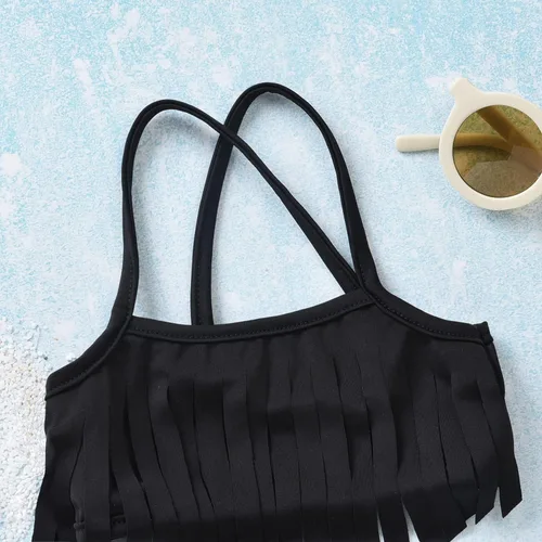 Vista 3 de Traje de baño de dos piezas con borlas, traje de baño de verano para niñas pequeñas