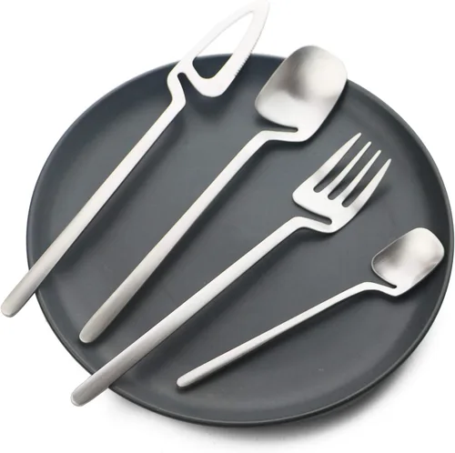 Vista 2 de Juego de cubiertos de 8 piezas Good Dinner Forks colgantes, tenedores de postre de acero inoxidable plateados, 8 pulgadas Tenedores de cena 8pcs