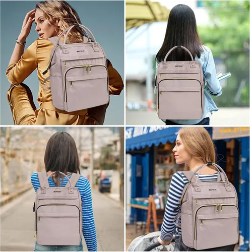 Vista 7 de EMPSIGN - Mochila para laptop de 15.6 pulgadas para mujeres, bolsa de viaje para computadora, negocios y trabajo, repelente al agua, mochila casual