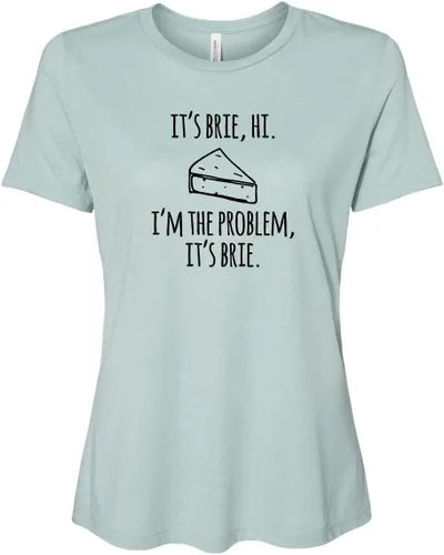 Vista 10 de Cute Women's Screen Printed Crew Neck Tee, Shirts With Sayings, Dusty Blue or Olive