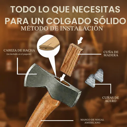 Vista 7 de Paquete de 2 piezas de repuesto de mango de hacha de nogal americano para ejes de 14 pulgadas que utilizan cabezales de 1-1/4 libras con cuñas