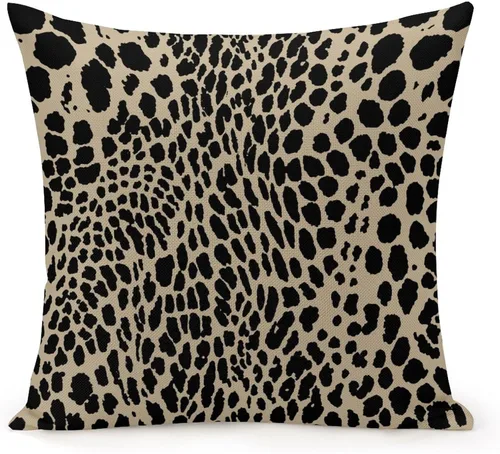 Vista 7 de Fundas de almohada de granja con cremallera de 16 x 16 pulgadas, estampado de leopardo y guepardo blanco y negro, fundas de almohada decorativas
