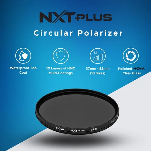 Vista 2 de Hoya NXT Plus Filtro Polarizador de 37 mm — Filtro Circular Polarizador con Capa Superior Impermeable, Recubrimientos HMC de 10 Capas, Factor