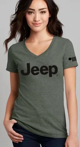 Vista 3 de Jeep Camiseta de algodón con cuello en V para mujer Camiseta elegante para niña