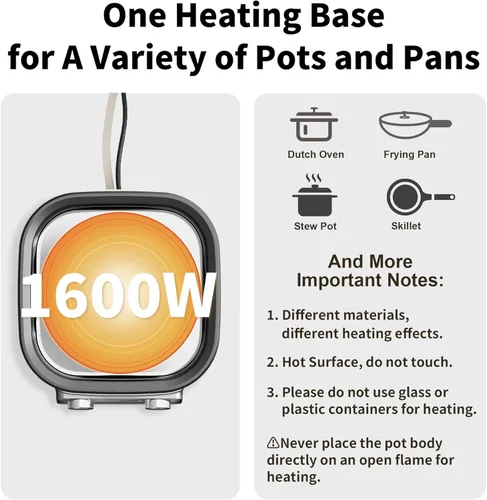 Vista 8 de Sartén eléctrica de 6 cuartos con parrilla Olla antiadherente con revestimiento cerámico libre de PFOA, 1600W, temporizador y 3 configuraciones