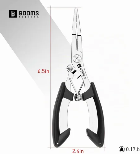 Vista 7 de Booms Fishing H01 Small Fishing Pliers Scissors Braid Cutters Stainless Steel Fishing Tools Split Ring Pliers Hook Remover A: recto con cordón