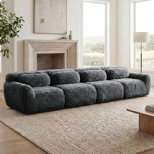 Vista 88 de Sofás seccional modular de 80" sin huesos modernos para sala de estar, juego de sofás comprimidos de 2 plazas con asiento profundo, sin necesidad