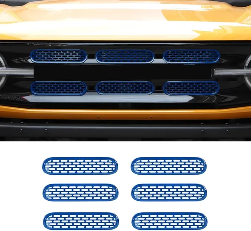 Vista 15 de Kit de 6 piezas de rejilla de malla para parrilla delantera, marco de cubierta, para Ford Bronco 2021-2024 de 2/4 puertas, accesorios exteriores