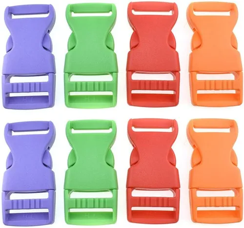 Vista 10 de Hao Pro Hebilla de liberación lateral rápida plana de 1 pulgada de ancho paquete de 8 unidades de un lado ajustable, 1 pulgada Multicolor2-8p