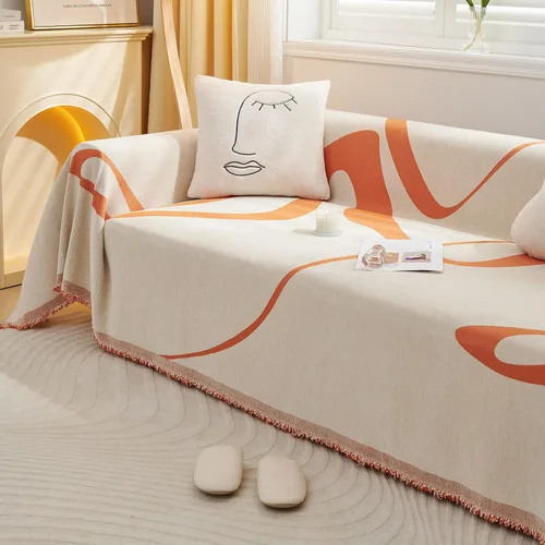 Vista 9 de VClife Funda para Sofá Lavable de Felpa Funda de Sofá Slipcover con Borlas 71''x150''- Funda de Sofá Moderna Minimalista de Jacquard a Rayas Blanco