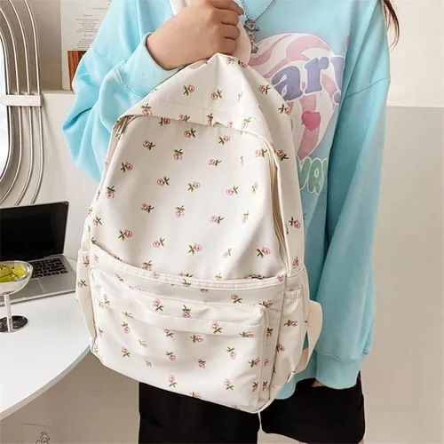 Vista 7 de Graywhsky Bolsa para niñas, bolsas escolares para escuela japonesa, escuela al vapor, bolsas y mochilas, mochila para hombres y trabajo, Blanco-C