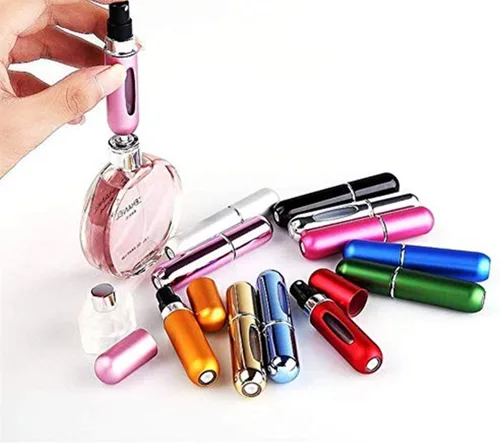 Vista 6 de MuOu - Paquete de 3 botellas atomizadoras de perfume, recargables, de 5 ml, multicolor, para viajes y salidas