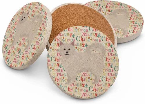 Vista 127 de Abyssinian Sand Terrier Merry Christmas - Posavasos grandes de piedra arenisca (4 unidades)