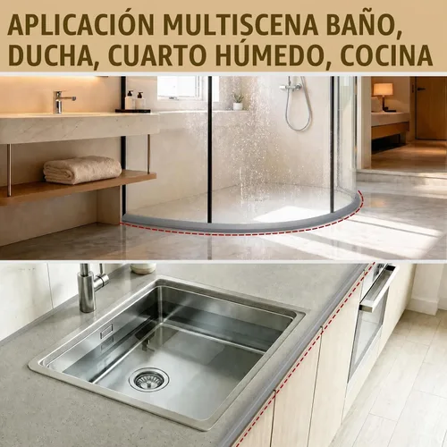 Vista 6 de Presa de agua para umbral de ducha de 39 pulgadas, barrera de silicona Gris