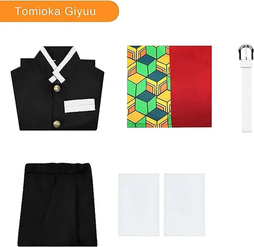 Vista 5 de TSCMRCDC Cosplay Costume Tomioka Giyuu Anime Cosplay Costume Outfits Cape Christmas Halloween Uniform for Kids and Adult