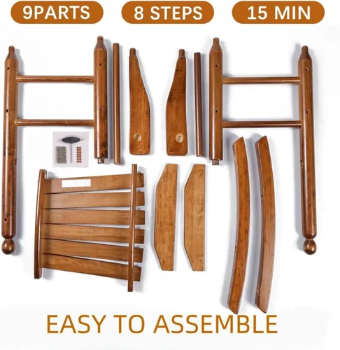 Vista 5 de Mecedora para niños, mecedora de madera para bebés pequeños, muebles cómodos para exteriores e interiores, sala de lectura, dormitorio, sala