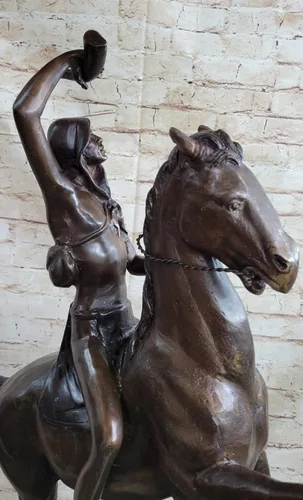 Vista 6 de EUROPEAN BRONZE Frederic Remington Western Cowboy Horse Rodeo Escultura Bronce Estatuilla Estatuilla Obra De Arte