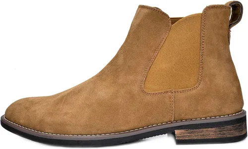 Vista 2 de Bruno Marc - Botines de gamuza de cuero para hombre tipo Chelsea