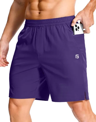 Vista 27 de GGJ Pantalones cortos deportivos ligeros para hombre con 2 bolsillos con cremallera de 7/5/9 pulgadas, pantalones cortos de tenis de secado rápido