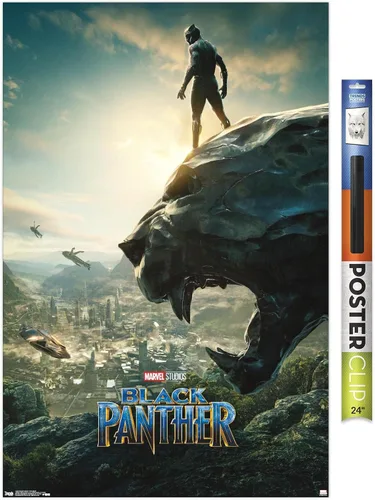 Vista 18 de Trends International Marvel Cinematic Universe - Póster de pared de una hoja de Black Panther Monument, 14.725 x 22.375 pulgadas, versión enmarcada