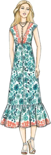 Vista 6 de Vogue Patterns V9311OSZ Vestido de señorita, 6-8-10-12-14-16-18-20-22, rojo