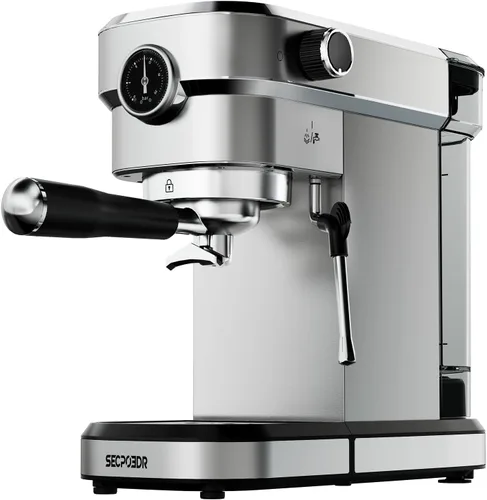 Vista 9 de Máquina de café expreso semiautomática de 20 bar con medidor de Plateado