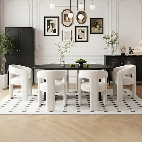 Vista 34 de Silla de Comedor Moderna de Chenille Tipo Barril Tapizada en Tela para Comedor con Brazo, Cómoda Silla Auxiliar de Acento para Cocina/Sala
