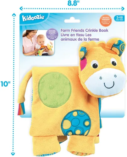 Vista 4 de Libro de juguete arrugable para bebés Farm Friends de Earlyears, con 6 animales de granja y sus sonidos, táctil y educativo, lavable a máquina
