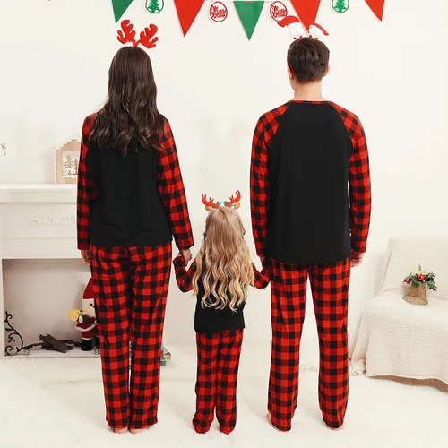 Vista 4 de Camidy Family Matching Outfits Christmas Pajamas Set Reindeer Striped Xmas Sleepwear Homewear PJ for Pet Baby Kids Mom Dad