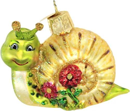 Vista 10 de Old World Christmas Adornos: Adornos de cristal soplado de animales marinos y acuáticos para árbol de Navidad, delfín juguetón