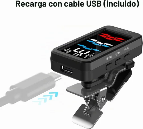 Vista 4 de Cherub WST-905Li - Afinador de guitarra recargable con clip, 4 modos de visualización, ± 1 centavo de alto grado de precisión, 5 modos de afinación