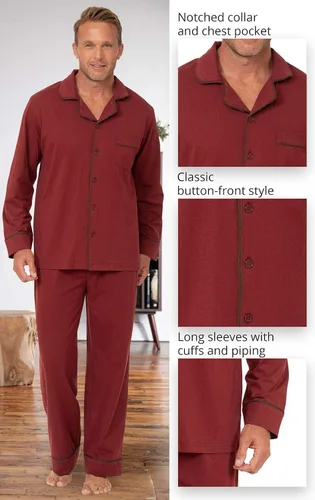 Vista 4 de PajamaGram Pajamas For Men - Mens PJs Sets, Classic, 100% Cotton