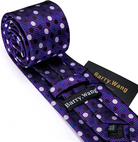 Vista 65 de Barry.Wang Corbatas de seda para hombre, diseño de lunares, gemelos cuadrados de bolsillo, gemelos para negocios, boda