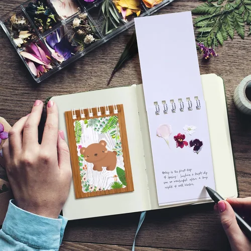 Vista 5 de Clabby Mini cuadernos de 32 piezas para niños, recuerdos de fiesta en el bosque, animales del bosque, animales del bosque, cuaderno en espiral