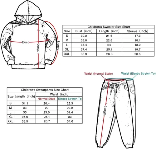 Vista 4 de Conjunto de sudadera con capucha y pantalones deportivos para niños y niñas, 2 piezas