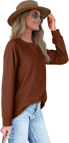 Vista 3 de Sudaderas para mujer, cuello redondo, ajuste holgado, camisetas de manga larga para mujer