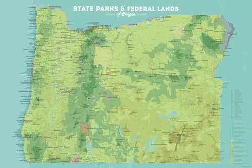 Vista 6 de Best Maps Ever Oregon State Parks & Federales - Póster de 24 x 36 pulgadas (camello y azul pizarra)