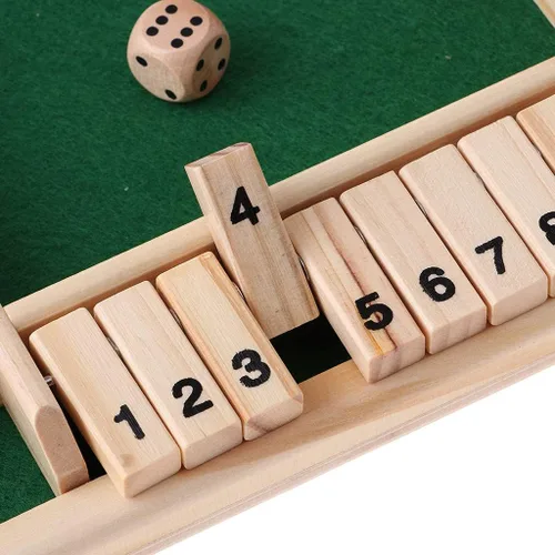 Vista 4 de Shut The Box Close The Wooden Box 4 10 Juego de mesa de números