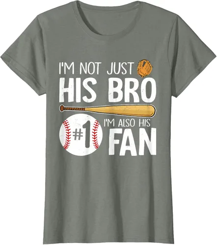 Vista 18 de Camiseta Baseball Brother I'm Not Just His Bro I'm His Number One Fan, Negro