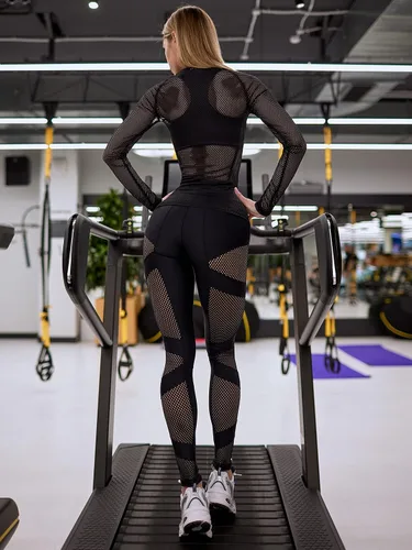 Vista 5 de Bona Fide Leggings de malla de alta calidad para mujer con diseño único, cómodos leggings de entrenamiento para mujer, para gimnasio, yoga