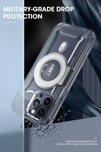 Vista 5 de SUPCASE Funda para iPhone 15 Pro con soporte (Unicorn Beetle Pro Mag), protector de pantalla integrado y clip para cinturón, compatible con MagSafe
